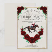 Oude Kentucky Derby Uitnodiging Rode Rozen Paard (Voorkant / Achterkant)