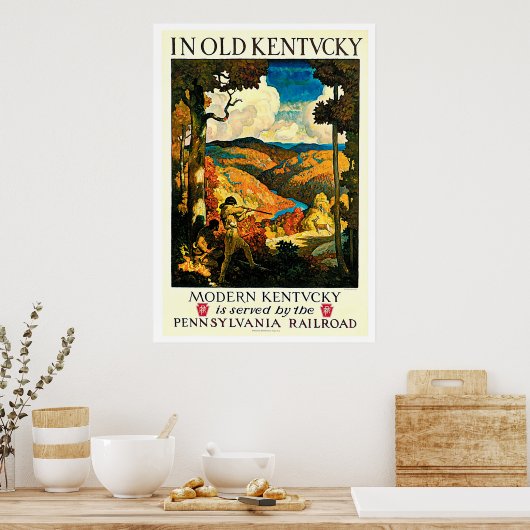 Oude Kentucky  Railroad Travel Advertisement Poster (Keuken)