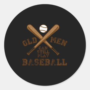 Oude Kerels Regeer Spelen Honkbal Leuk Sport T-shi Ronde Sticker
