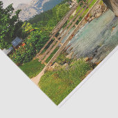 Oude kerk en brug in Beieren, Duitsland Tissuepapier (Detail)