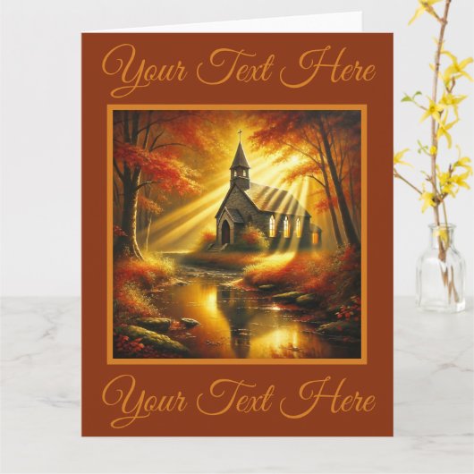 Oude kerk in een herfstbos  kaart (Gele Bloem)