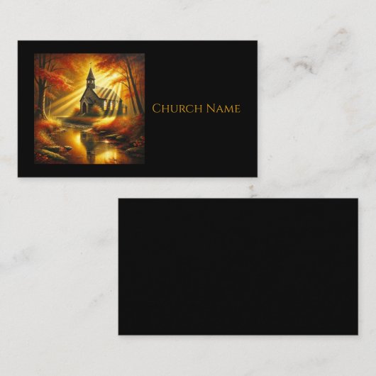 Oude kerk in een herfstbos visitekaartje (Voorkant / Achterkant)