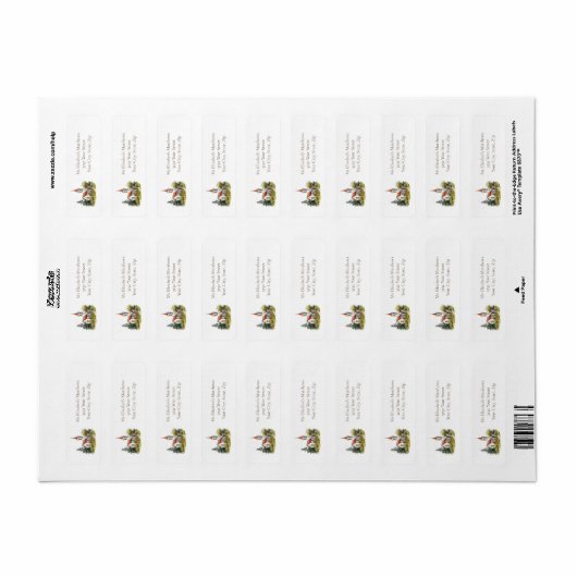 Oude kerk met rode dak adres etiket (Full Sheet)