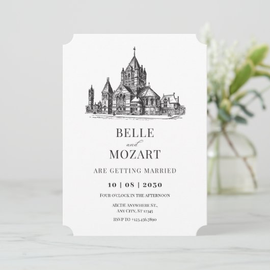  Oude Kerk minimalistische bruiloft Kaart (Staand voorkant)