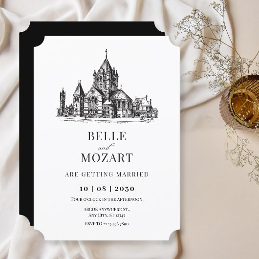 Oude Kerk minimalistische bruiloft Kaart