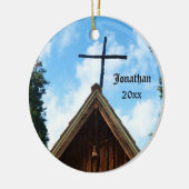 Oude Kerk van het Land Persoonlijke Kerstboom Keramisch Ornament (Links)