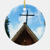Oude Kerk van het Land Persoonlijke Kerstboom Keramisch Ornament (Achterkant)