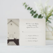 Oude kerk Vintage Wedding RSVP Kaartje (Staand voorkant)