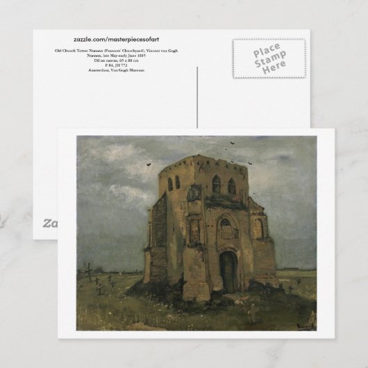 Oude kerktoren Nuenen Van Gogh Fine Art Briefkaart (Voorkant / Achterkant)