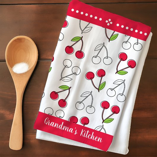 Oude Kersen Aangepaste Naam Theedoek