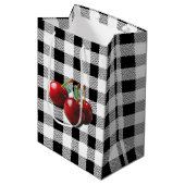Oude Kersen zwart wit geruit Medium Cadeauzakje (Voorkant Gekanteld)