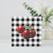 Oude Kersen zwart wit gingham Kaart (Staand voorkant)
