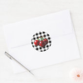 Oude Kersen zwart wit gingham Ronde Sticker (Envelop)