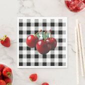 Oude Kersen zwart wit gingham Servet (Insitu)