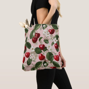 Oude Kersenbloesem Botanische Roze Rood Patroon Tote Bag