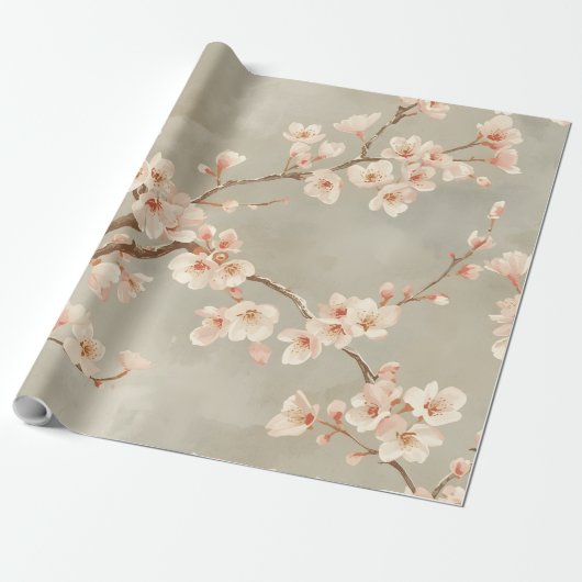 Oude Kersenbloesem Sakura Tak Cadeaupapier (Uitgerold)