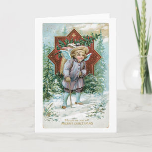 Oude kerst, Angel Feestdagen Kaart