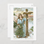 Oude kerst, Angel Feestdagenkaart (Voorkant / Achterkant)