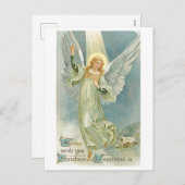 Oude kerst, Angel Feestdagenkaart (Voorkant / Achterkant)