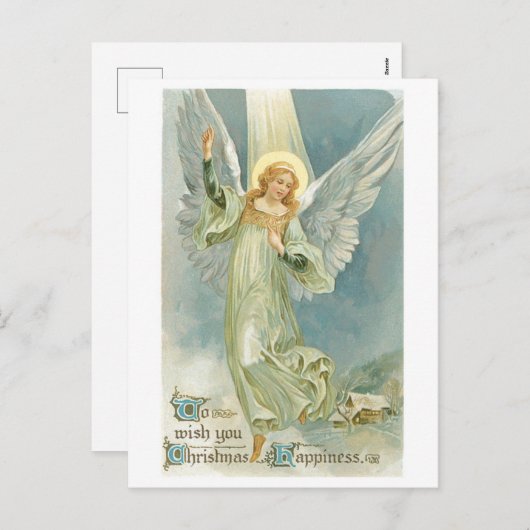 Oude kerst, Angel Feestdagenkaart (Voorkant / Achterkant)