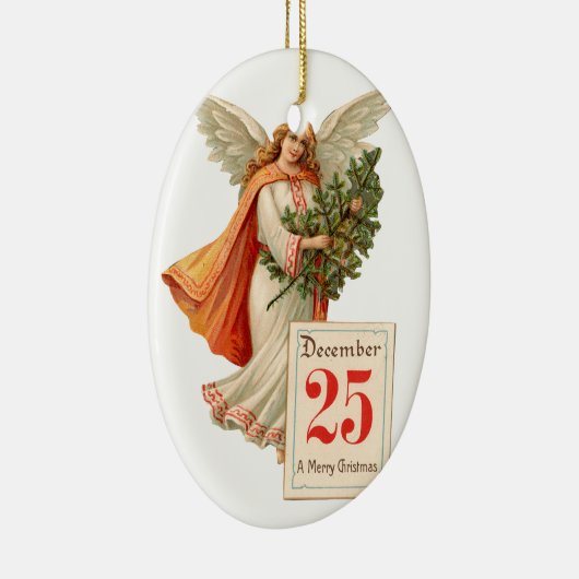 Oude kerst, Angel Keramisch Ornament (Rechts)