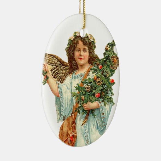 Oude kerst, Angel Keramisch Ornament (Rechts)