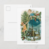 Oude kerst, Angels Feestdagenkaart (Voorkant / Achterkant)