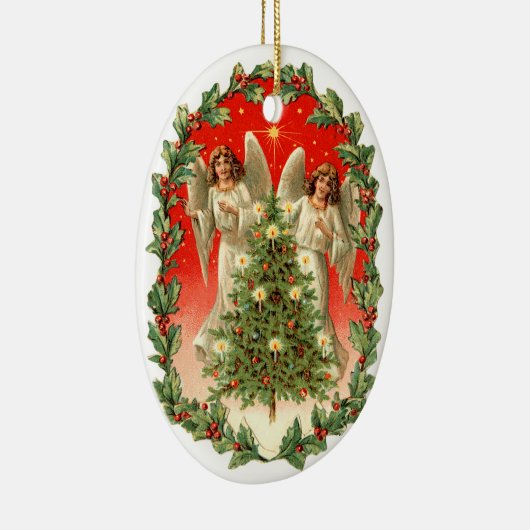 Oude kerst, Angels Keramisch Ornament (Rechts)
