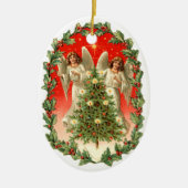 Oude kerst, Angels Keramisch Ornament (Voorkant)