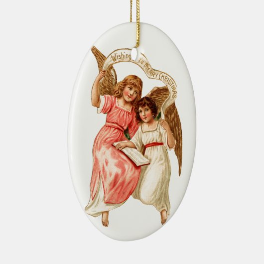 Oude kerst, Angels Keramisch Ornament (Rechts)