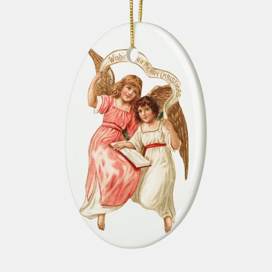 Oude kerst, Angels Keramisch Ornament (Links)
