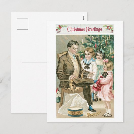 Oude kerst, beroemd feestdagenkaart (Voorkant / Achterkant)