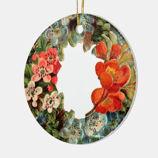 Oude kerst, bloeiende kreet keramisch ornament (Links)