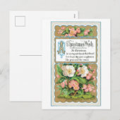 Oude kerst, bloem feestdagenkaart (Voorkant / Achterkant)