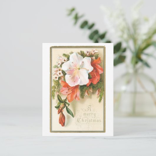 Oude kerst, bloem feestdagenkaart (Staand voorkant)