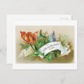 Oude kerst, bloem feestdagenkaart (Voorkant / Achterkant)