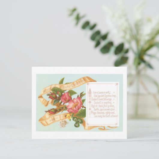 Oude kerst, bloem feestdagenkaart (Staand voorkant)