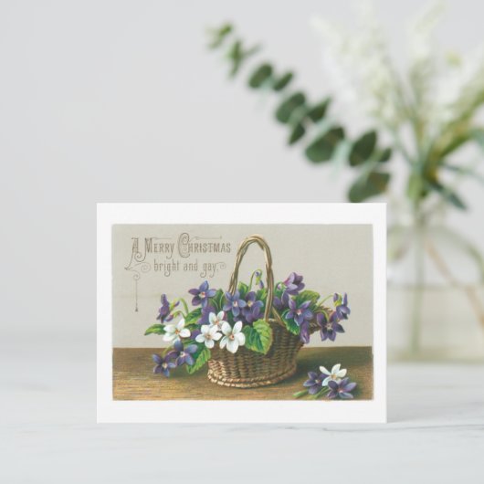 Oude kerst, bloem feestdagenkaart (Staand voorkant)