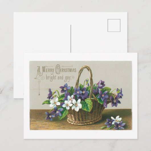 Oude kerst, bloem feestdagenkaart (Voorkant / Achterkant)