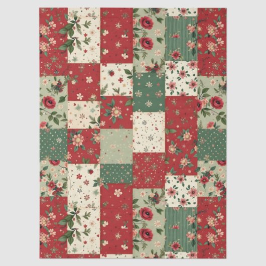 Oude Kerst Bloemstuk Dekbed Patroon Decoupage Tissuepapier (Voorkant)