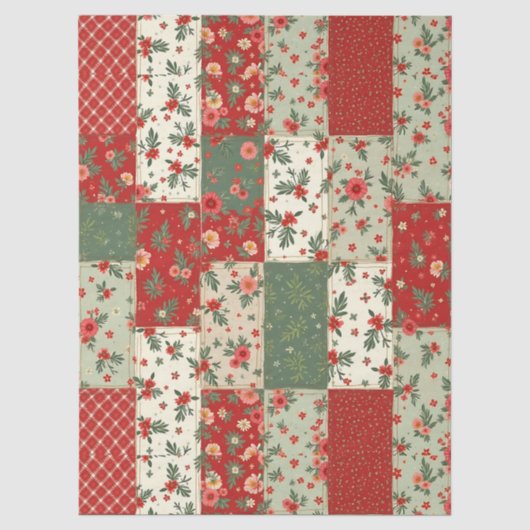 Oude Kerst Bloemstuk Dekbed Patroon Decoupage Tissuepapier (Voorkant)