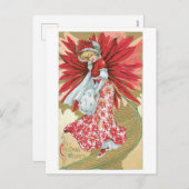 Oude kerst, dame feestdagenkaart (Voorkant / Achterkant)