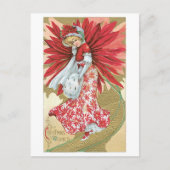 Oude kerst, dame feestdagenkaart (Voorkant)