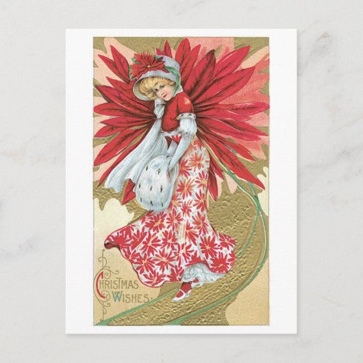 Oude kerst, dame feestdagenkaart (Voorkant)