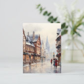 Oude Kerst Dorpsstraat Vakantie Feestdagenkaart (Staand voorkant)