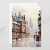 Oude Kerst Dorpsstraat Vakantie Feestdagenkaart (Voorkant / Achterkant)