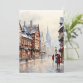 Oude Kerst Dorpsstraat Vakantie Feestdagenkaart (Staand voorkant)