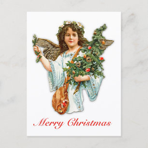 Oude kerst engel met kerstboom ansichtkaart briefkaart