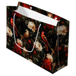 Oude Kerst fantasie Bloem Vogels Patroon Groot Cadeauzakje