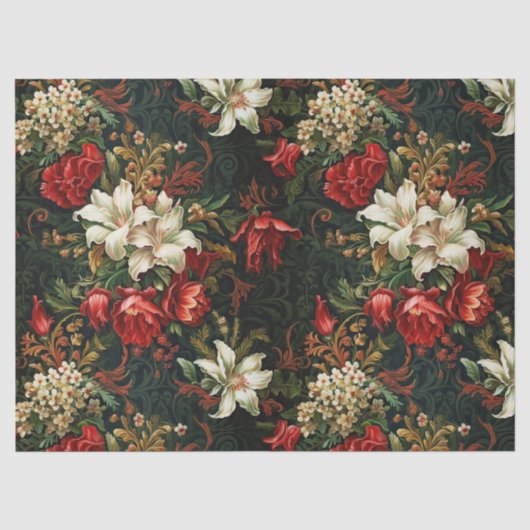 Oude Kerst fantasie Bloempatroon Tissuepapier (Voorkant)